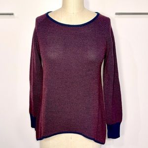 NWOT - Geren Ford Maroon & Navy Asymmetrical Hem Sweater - XS